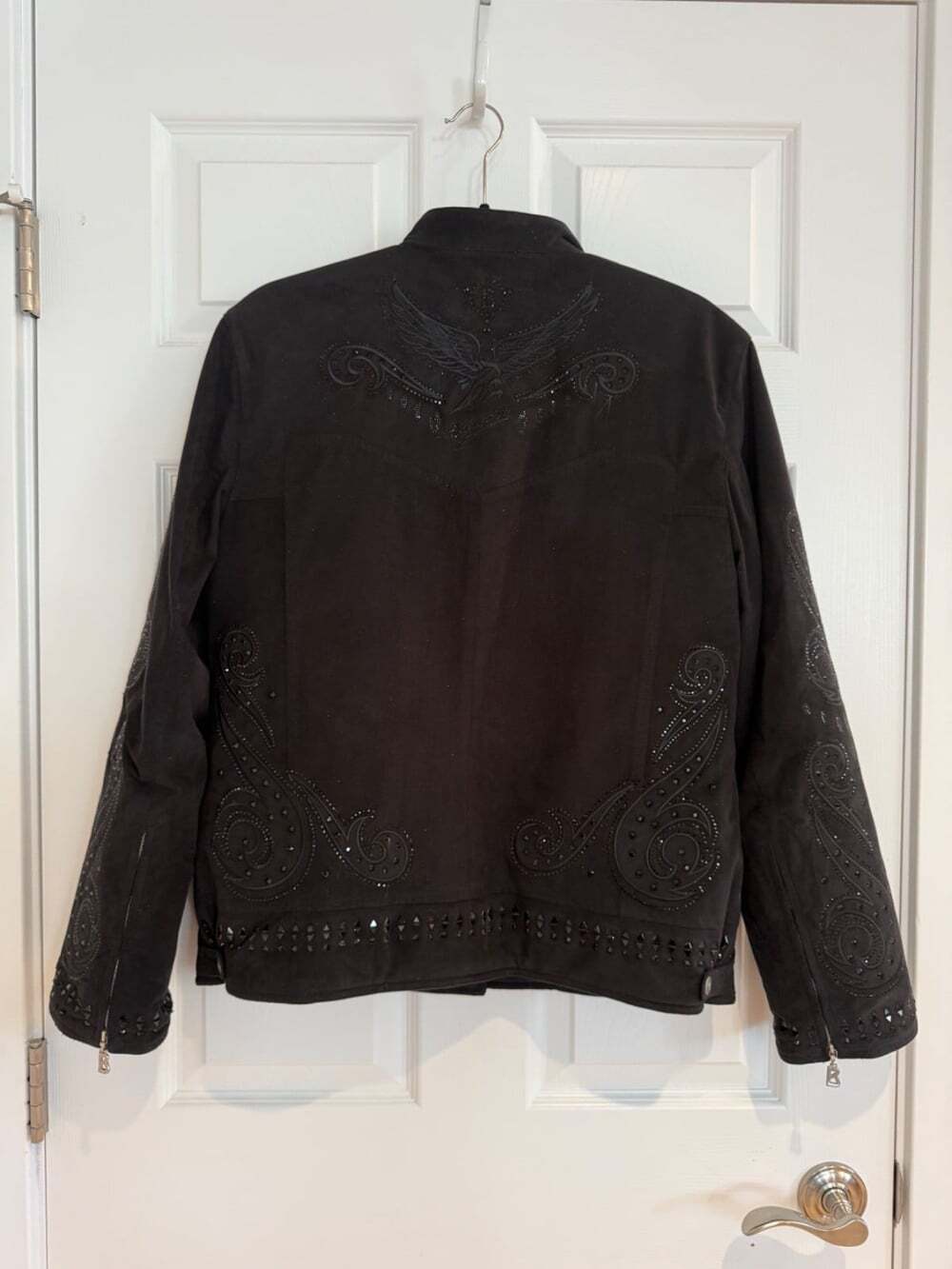 Rare VTG Bogner Goan Thylmann Deep Black Rhinestone Embroidered Jacket Size 10 - Picture 2 of 12